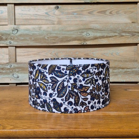 abat-jour cylindrique fleuri bleu
