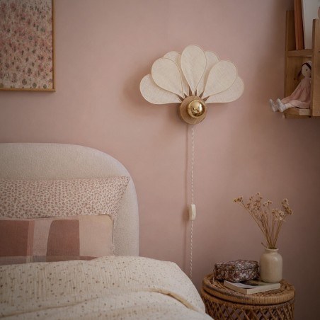 Applique murale fleur, modèle Art Déco, La Petite, lin blanc