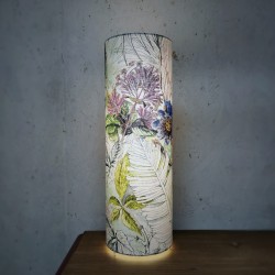 Lampe tube à poser, tissu imprimé Fleurs & Oiseaux