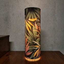 Lampe d'ambiance cylindrique, imprimé tropical