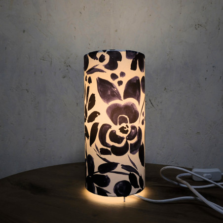 Lampe de chevet, imprimé fleurs bleues style aquarelle