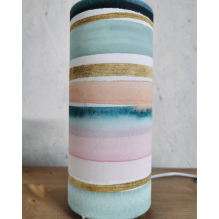 Lampe de chevet, imprimé rayures pastels stye aquarelle