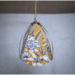 Suspension 4 panneaux, tissu imprimé fleuri orange, bleu électrique et blanc