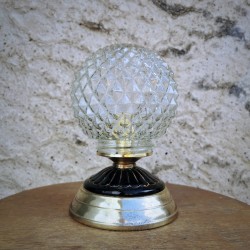 Lampe à poser, ancien globe vintage en verre ciselé