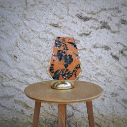 Lampe à poser, structure métal, 1 panneau en lin fleuri