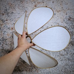 Suspension fleur structure métal lin blanc
