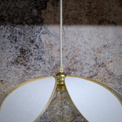 Suspension fleur structure métal lin blanc
