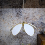 Suspension fleur structure métal lin blanc