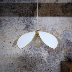 Suspension fleur structure métal lin blanc