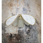 Suspension fleur 6 pétales dentelle marguerites et globe vintage