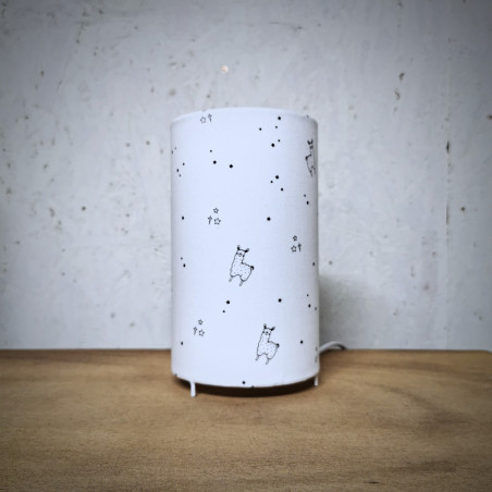 Lampe de chevet enfant – Tissu imprimé lamas alpagas