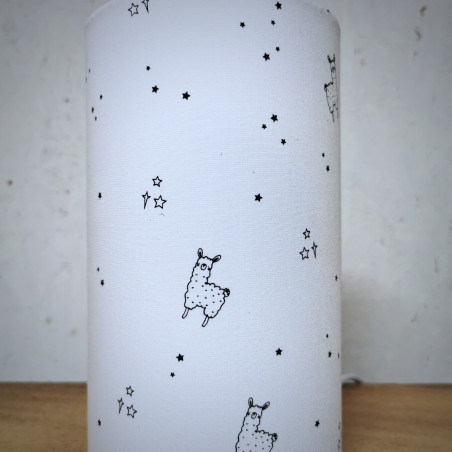 Lampe de chevet enfant – Tissu imprimé lamas alpagas