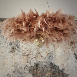 Suspension fleur plumes vieux rose