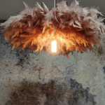 Suspension fleur plumes vieux rose