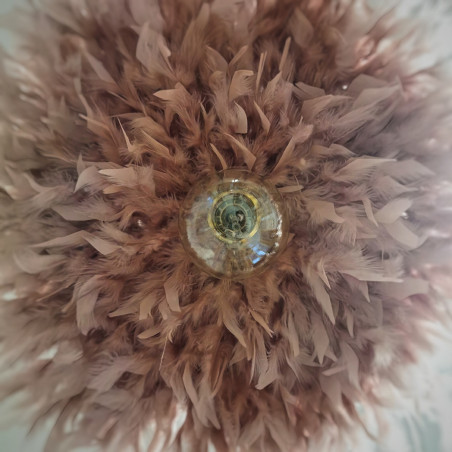 Suspension fleur plumes vieux rose