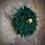 Applique murale fleur, plumes, Dahlia, La Classique, Vert Sapin