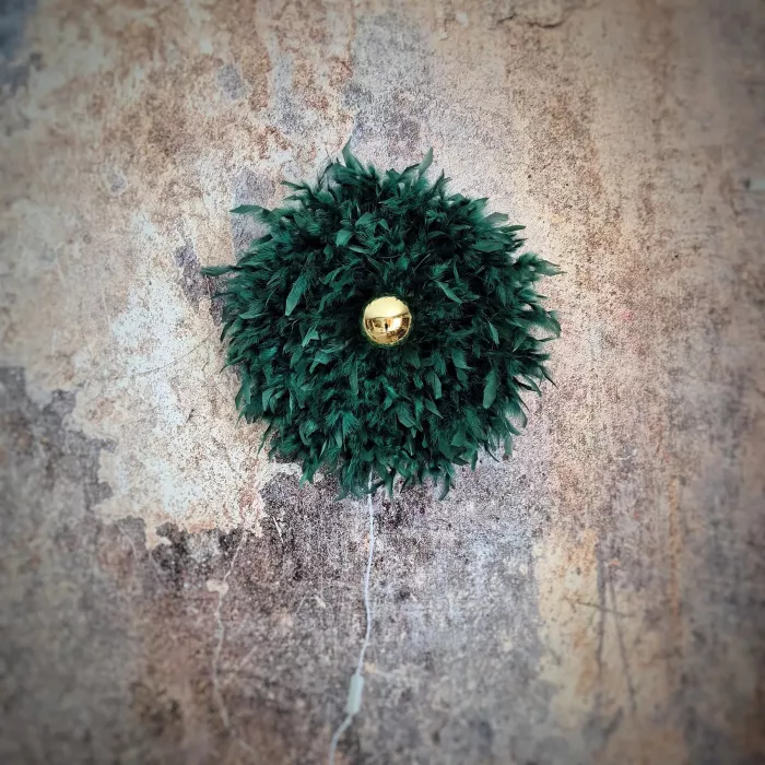 Applique murale fleur, plumes, Dahlia, La Classique, Vert Sapin