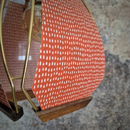 Suspension, baladeuse, structure vintage, tissu géométrique rouge