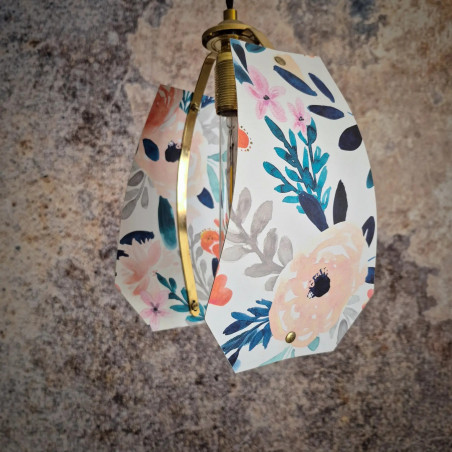 Suspension, baladeuse structure vintage en métal, imprimé fleur aquarelle