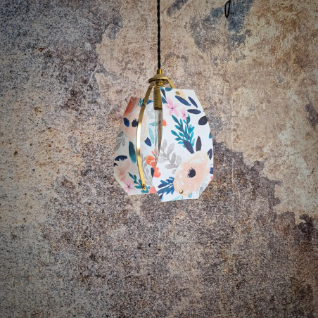 Suspension, baladeuse structure vintage en métal, imprimé fleur aquarelle