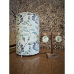 Lampe tube, lampe de chevet, imprimé fleur bleu et vert pastel