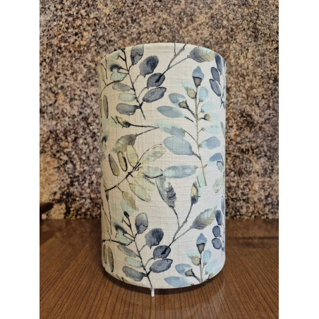Lampe tube, lampe de chevet, imprimé fleur bleu et vert pastel