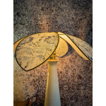 Lampe d'ambiance, pied chiné et abat-jour Lotus 6 pétales tissu fleuri