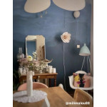 Applique murale fleur Nénuphar, 16 pétales en rotin et lin Blanc, chez @milimalou88