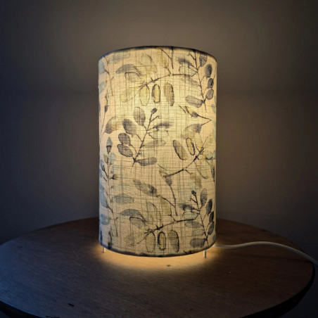Lampe tube à poser imprimé fleuri pastel