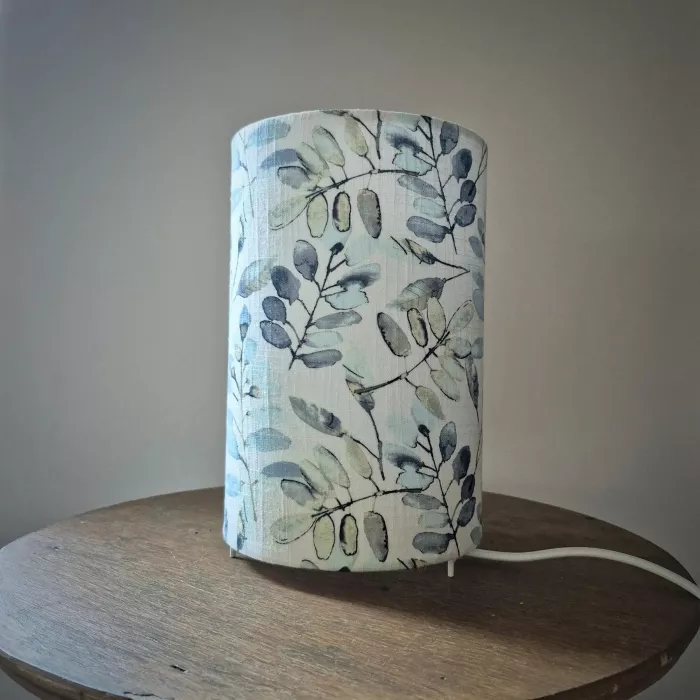 Lampe tube à poser imprimé fleuri pastel