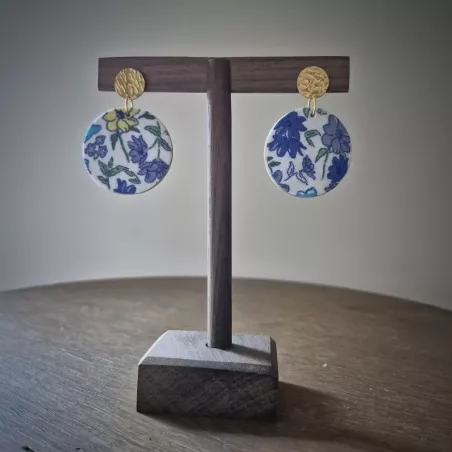 Boucles d'oreilles, imprimé fleuri
