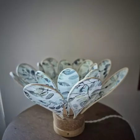 Lampe à poser Nénuphar, rotin et tissu collection Eclat de Sauge