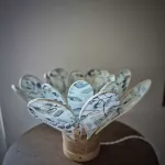 Lampe à poser Nénuphar, rotin et tissu collection Eclat de Sauge