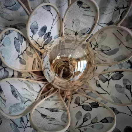 Lampe à poser Nénuphar, rotin et tissu collection Eclat de Sauge