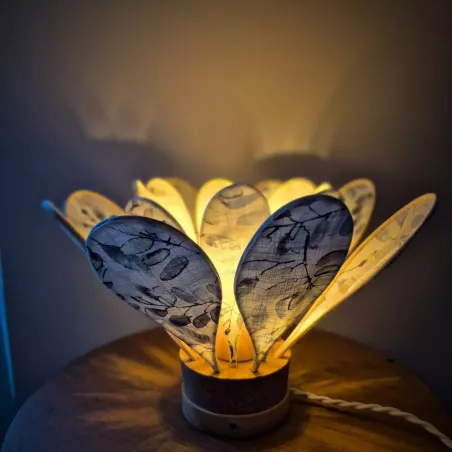 Lampe à poser Nénuphar, rotin et tissu collection Eclat de Sauge