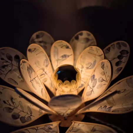 Lampe à poser Nénuphar, rotin et tissu collection Eclat de Sauge