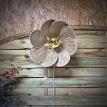 Applique murale fleur, modèle Nymphéa, 8 pétales en rotin et papier imprimé doré