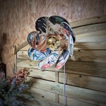 Applique murale fleur, modèle Nymphéa, 8 pétales en rotin et imprimé fleuri tropical