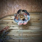 Applique murale fleur, modèle Nymphéa, 8 pétales en rotin et imprimé fleuri tropical