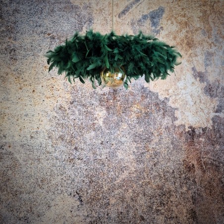 Suspension plumes, modèle Dahlia, vert sapin