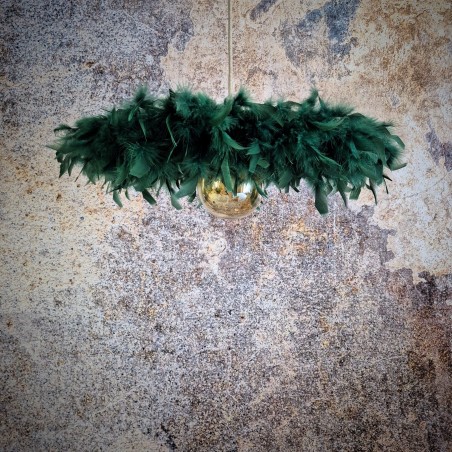 Suspension plumes, modèle Dahlia, vert sapin