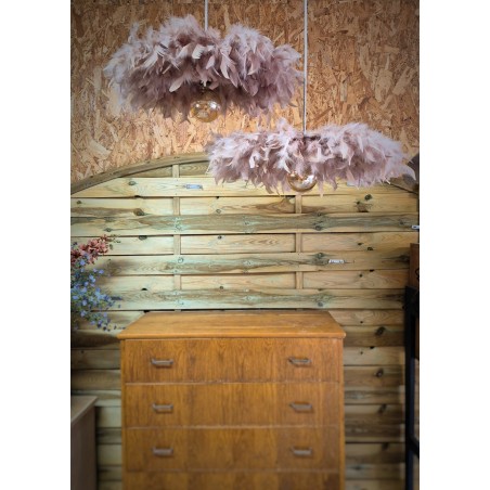 Suspension plumes, modèle Dahlia, Vieux rose