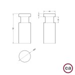 Plan technique patère passe-câble Rolé, 40 mm x 100 mm