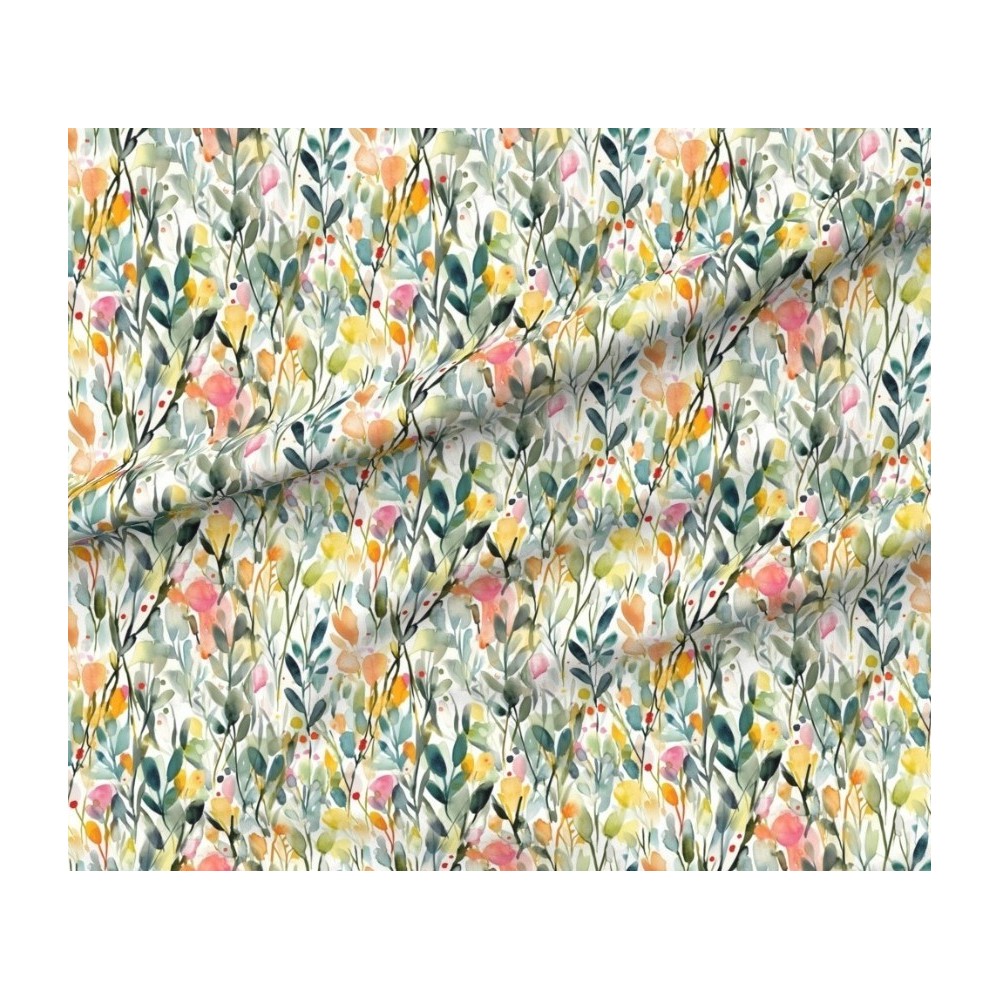 Tissu motif fleuri aquarelle