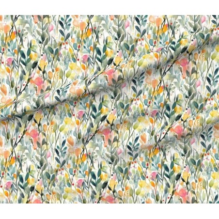 Tissu motif fleuri aquarelle