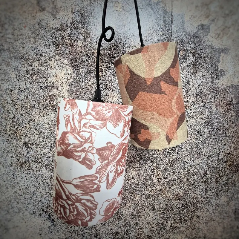 Paire de baladeuses tube, imprimé dans les tons blanc et terracotta pour une déco douce et chaleureuse